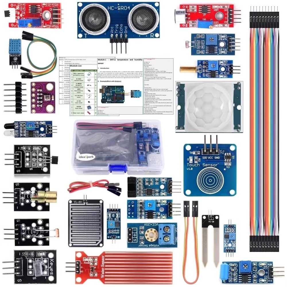 Microbit Robot - ชุดโมดูลเซ็นเซอร์22ใน1สำหรับผู้เริ่มต้นเรียนรู้หุ่นยนต์ไมโครโฟนในดินความชื้นในดินเซ็นเซอร์หลีกเลี่ยงสิ่งกีดขวาง